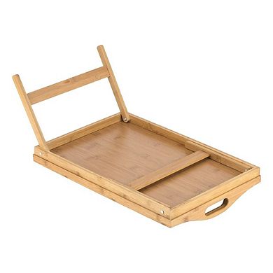 Wooden Breakfast Bed Tray with Folding Legs - Bamboo Bed Table - Bed Tray Table Natural Color