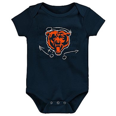 Newborn & Infant Orange/Navy/Heather Gray Chicago Bears Three-Pack Eat, Sleep & Drool Retro Bodysuit Set