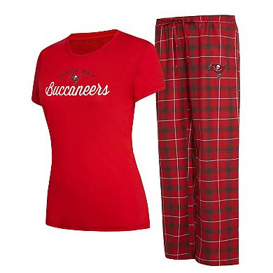 Women's Concepts Sport Red/Pewter Tampa Bay Buccaneers Arctic T-Shirt & Flannel Pants Sleep Set