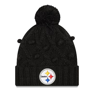 Women's New Era Black Pittsburgh Steelers Toasty Cuffed Knit Hat with Pom