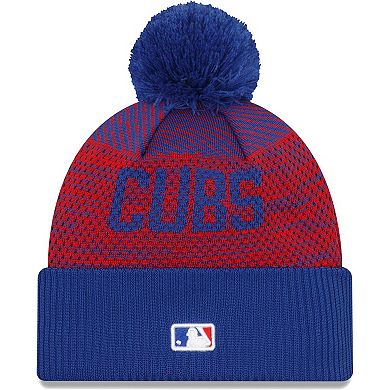 Men's New Era Royal Chicago Cubs Authentic Collection Sport Cuffed Knit Hat with Pom