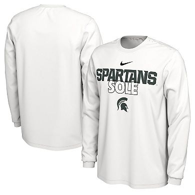 Nike  White Michigan State Spartans 2023 On Court Bench Long Sleeve T-Shirt