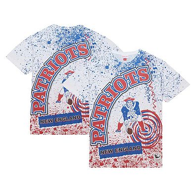 Men's Mitchell & Ness White New England Patriots Team Burst Sublimated T-Shirt