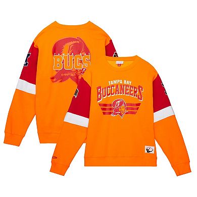 Men's Mitchell & Ness Orange Tampa Bay Buccaneers Gridiron Classics Allover 3.0 Pullover Sweatshirt