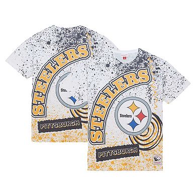 Men's Mitchell & Ness White Pittsburgh Steelers Team Burst Sublimated T-Shirt