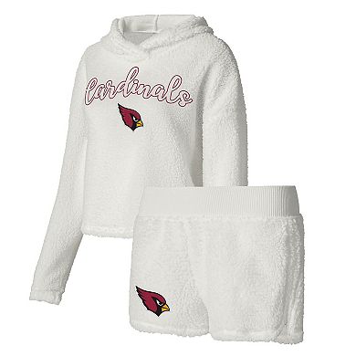 Women's Concepts Sport  White Arizona Cardinals Fluffy Pullover Sweatshirt & Shorts Sleep Set