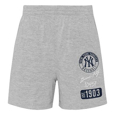 Infant White/Heather Gray New York Yankees Ground Out Baller Raglan T-Shirt and Shorts Set