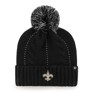 Women's '47 Black New Orleans Saints Bauble Cuffed Knit Hat with Pom