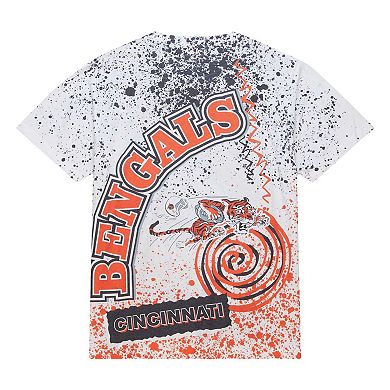 Men's Mitchell & Ness White Cincinnati Bengals Team Burst Sublimated T-Shirt