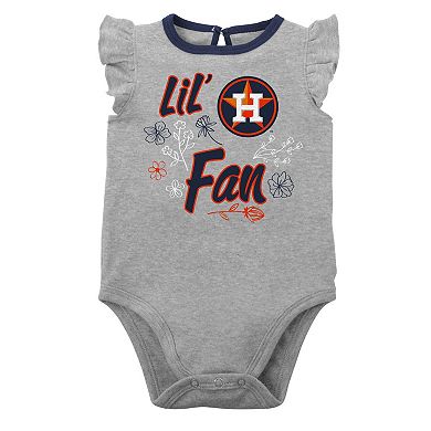 Girls Newborn & Infant Navy/Heather Gray Houston Astros Little Fan Two-Pack Bodysuit Set