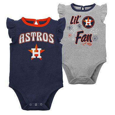 Girls Newborn & Infant Navy/Heather Gray Houston Astros Little Fan Two-Pack Bodysuit Set