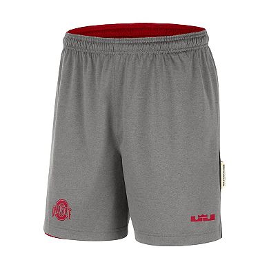 Men's Nike x LeBron James Scarlet/Gray Ohio State Buckeyes Reversible Performance Shorts