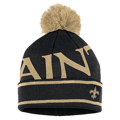 Women's WEAR by Erin Andrews  Black New Orleans Saints Double Jacquard Cuffed Knit Hat with Pom and Gloves Set