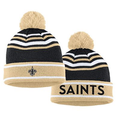 Women's WEAR by Erin Andrews Black New Orleans Saints Colorblock Cuffed Knit Hat with Pom and Scarf Set