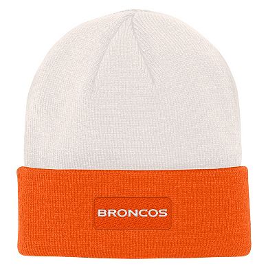 Youth Cream/Orange Denver Broncos Bone Cuffed Knit Hat
