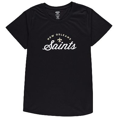 Women's Concepts Sport Black New Orleans Saints Plus Size Badge T-Shirt & Flannel Pants Sleep Set