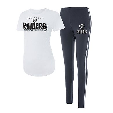 Women's Concepts Sport White/Charcoal Las Vegas Raiders Sonata T-Shirt & Leggings Set
