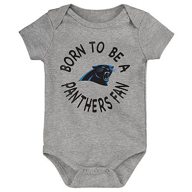 Infant Black/Blue/Gray Carolina Panthers Born to Be 3-Pack Bodysuit Set