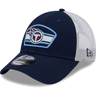Men's New Era Navy/White Tennessee Titans Logo Patch Trucker 9FORTY Snapback Hat