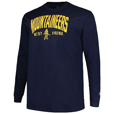 Men's Champion Navy West Virginia Mountaineers Big & Tall Arch Long Sleeve T-Shirt