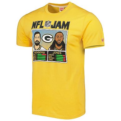 Men's Homage Aaron Rodgers & Aaron Jones Heather Gold Green Bay Packers NFL Jam Tri-Blend T-Shirt
