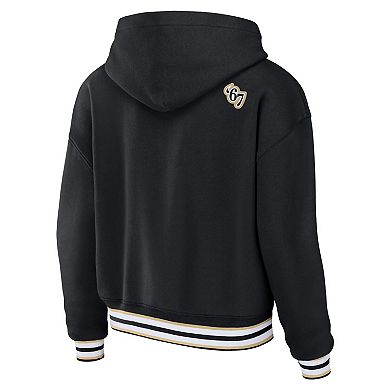 Women's WEAR by Erin Andrews Black New Orleans Saints Lace-Up Pullover Hoodie