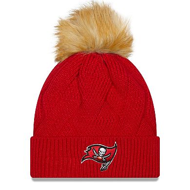 Women's New Era Red Tampa Bay Buccaneers Snowy Cuffed Knit Hat with Pom