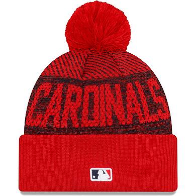 Men's New Era Red St. Louis Cardinals Authentic Collection Sport Cuffed Knit Hat with Pom