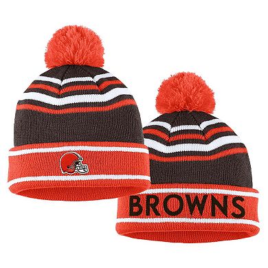 Women's WEAR by Erin Andrews Orange Cleveland Browns Colorblock Cuffed Knit Hat with Pom and Scarf Set
