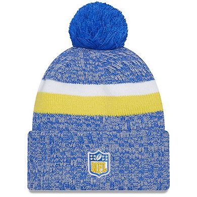 Youth New Era  Royal Los Angeles Rams 2023 Sideline Cuffed Knit Hat With Pom