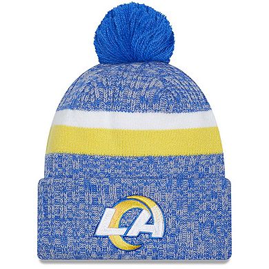Youth New Era  Royal Los Angeles Rams 2023 Sideline Cuffed Knit Hat With Pom