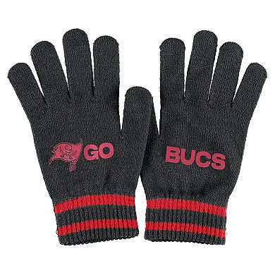 Women's WEAR by Erin Andrews  Black Tampa Bay Buccaneers Double Jacquard Cuffed Knit Hat with Pom and Gloves Set