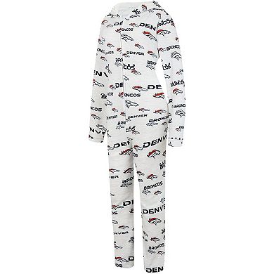 Women's Concepts Sport  Cream Denver Broncos Docket Hoodie Full-Zip Union Suit