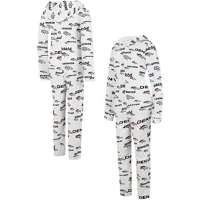 Women's Concepts Sport  Cream Denver Broncos Docket Hoodie Full-Zip Union Suit