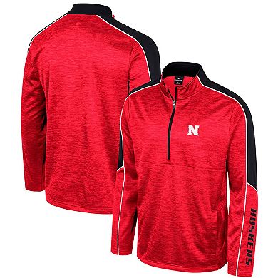Men's Colosseum Red Nebraska Huskers Marled Half-Zip Jacket