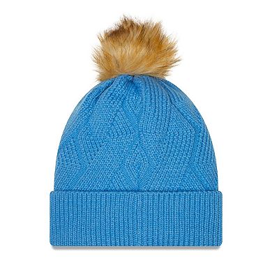 Women's New Era Powder Blue Los Angeles Chargers Snowy Cuffed Knit Hat with Pom