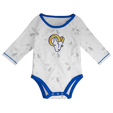 Newborn & Infant White/Royal Los Angeles Rams Dream Team Bodysuit Pants & Hat Set