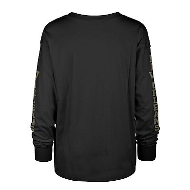 Women's '47 Black New Orleans Saints Tom Cat Long Sleeve T-Shirt