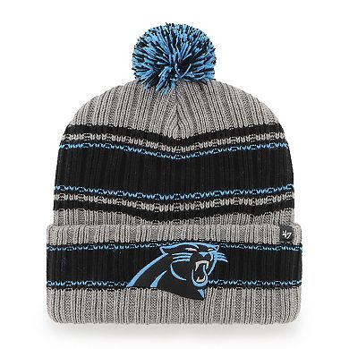 Men's '47  Graphite Carolina Panthers Rexford Cuffed Knit Hat with Pom
