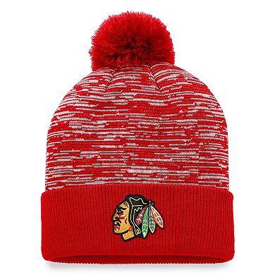 Men's Fanatics Branded Red Chicago Blackhawks Defender Cuffed Knit Hat with Pom