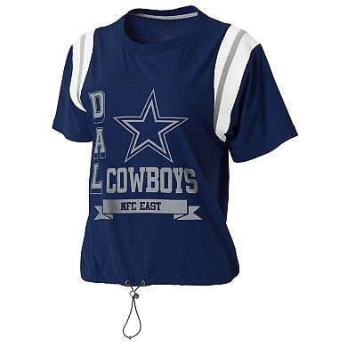 Women's WEAR by Erin Andrews Navy Dallas Cowboys Cinched Colorblock T-Shirt