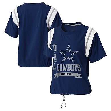 Women's WEAR by Erin Andrews Navy Dallas Cowboys Cinched Colorblock T-Shirt
