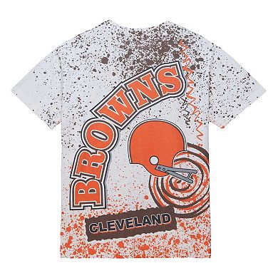 Men's Mitchell & Ness White Cleveland Browns Team Burst Sublimated T-Shirt