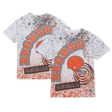 Men's Mitchell & Ness White Cleveland Browns Team Burst Sublimated T-Shirt