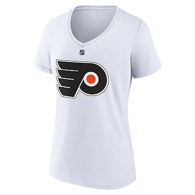Women's Fanatics Branded Carter Hart White Philadelphia Flyers Special Edition 2.0 Name & Number V-Neck T-Shirt