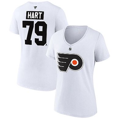 Women's Fanatics Branded Carter Hart White Philadelphia Flyers Special Edition 2.0 Name & Number V-Neck T-Shirt