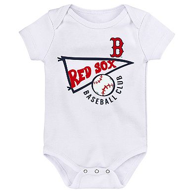 Infant Red/White/Heather Gray Boston Red Sox Biggest Little Fan 3-Pack Bodysuit Set