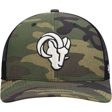 Men's '47 Camo/Black Los Angeles Rams Trucker Adjustable Hat