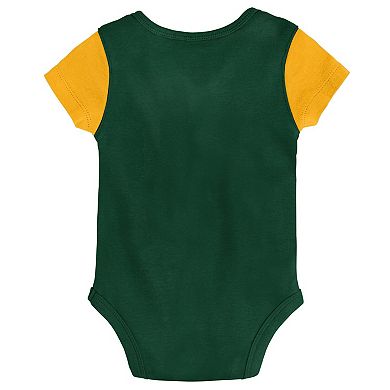 Newborn & Infant Green/Gold Green Bay Packers Little Champ Three-Piece Bodysuit Bib & Booties Set