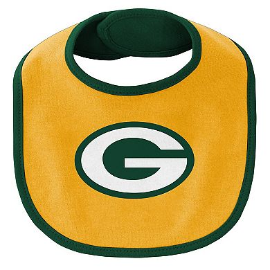 Newborn & Infant Green/Gold Green Bay Packers Little Champ Three-Piece Bodysuit Bib & Booties Set